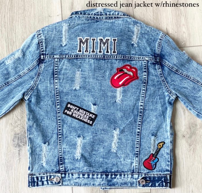 jean jacket with writing on back
